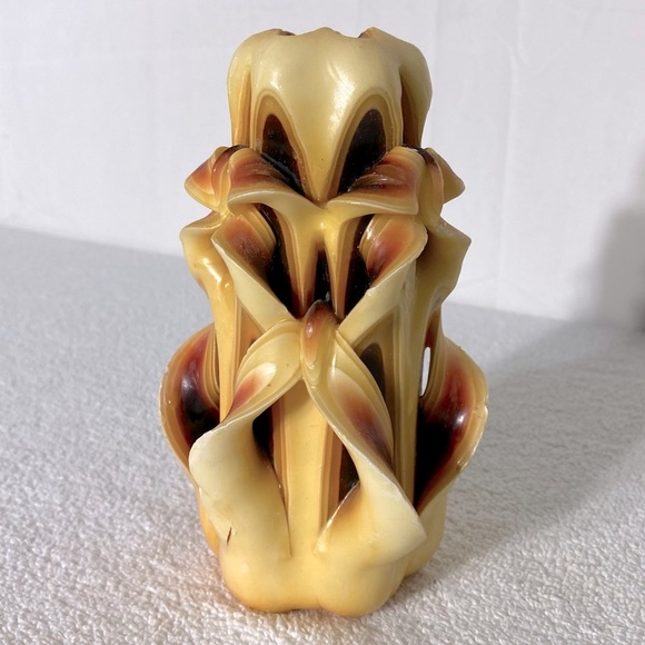 Vintage 70s Handmade Hand Carved Multi Layer Multi Colour Ribbon Wax Candle - Picture 12 of 14